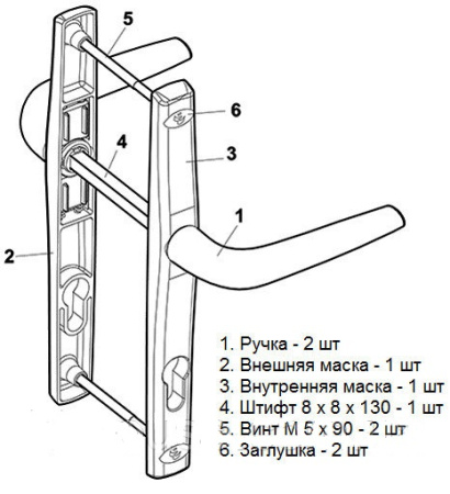 1122.00.312 Нажимной гарнитур 25/85, подпруж., C34 (RAL 8019), коричневый STUBLINA